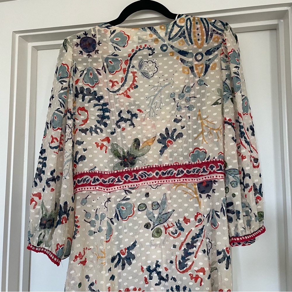 Zara Swiss Dot Duster Shirtdress in Floral Paisley Print - Size Small - Picture 8 of 13